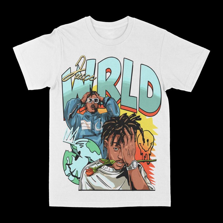 Juice Wrld "Smiley" Graphic Tee, Rap T-shirt, Hip-hop Style