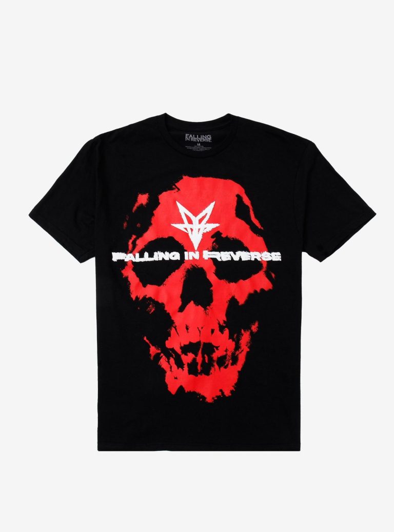 Falling In Reverse Red Skull Puff Print T-Shirt, Rock Music T-shirt, Fan Merch
