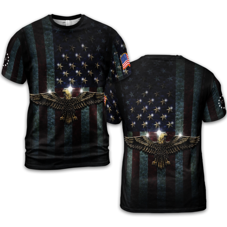 Men's 4th of July Patriot Falg Printed T-shirt