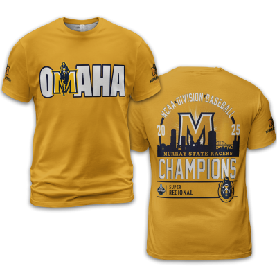 Special 2025 Super Regional Champions Murray State Baseball Tshirt – Yellow TB02