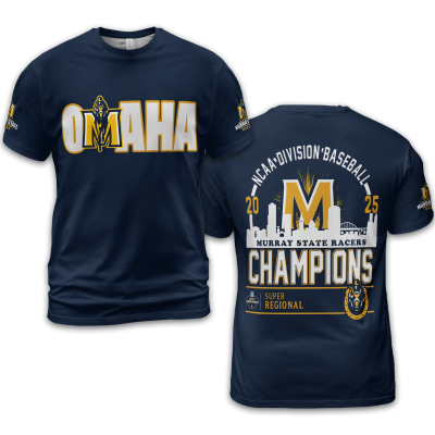 Special 2025 Super Regional Champions Murray State Baseball Tshirt – Navy TB03