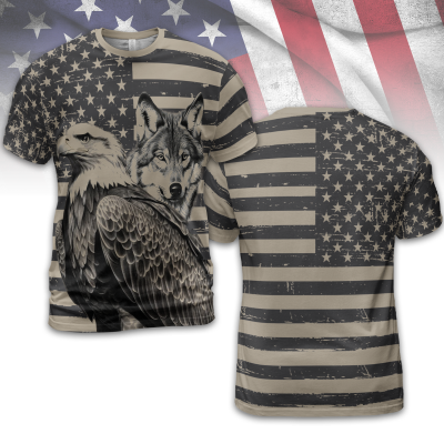 Men's American Flag Eagle Print T-Shirt