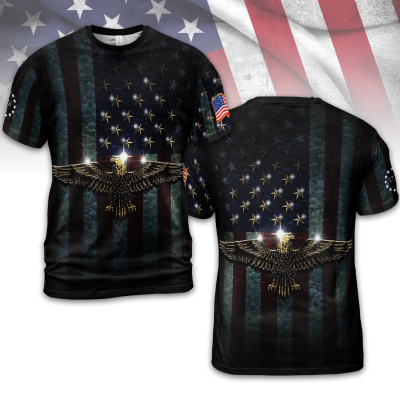 Men's 4th of July Patriot Falg Printed T-shirt