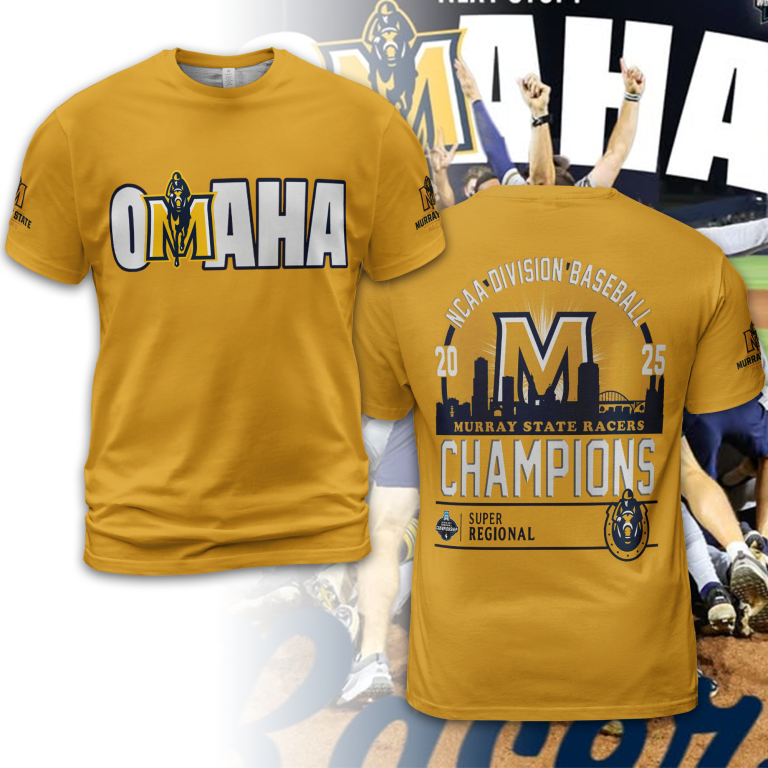 Special 2025 Super Regional Champions Murray State Baseball Tshirt – Yellow TB02