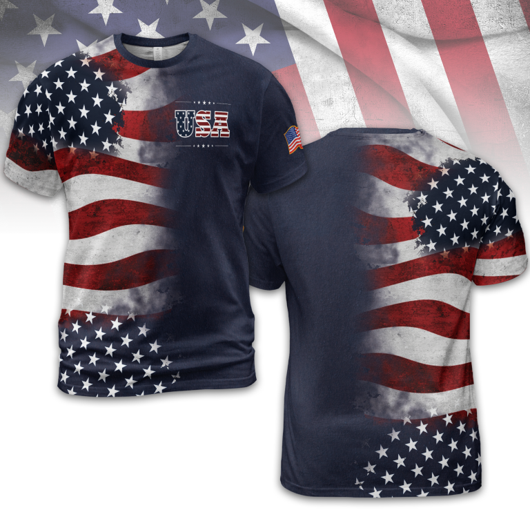 Men's Independence Day USA Flag Print Casual Tee