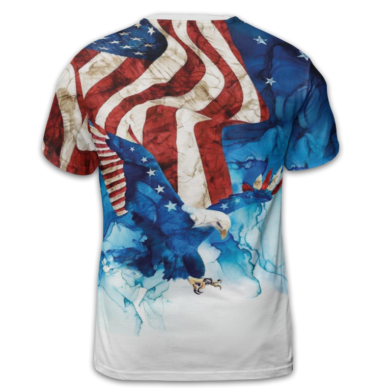 Men's Independence Day American Flag Bald Eagle Print Casual Short Sleeve T-shirt