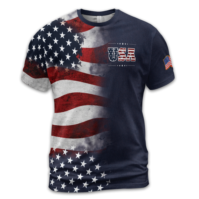 Men's Independence Day USA Flag Print Casual Tee