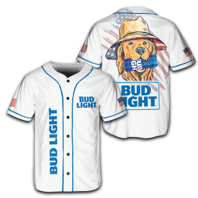 American Cool Dog with Bud Light Jersey, 4th of July Patriotic USA Shirt TID35-3