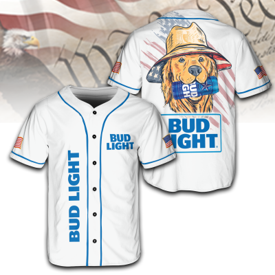 American Cool Dog with Bud Light Jersey, 4th of July Patriotic USA Shirt TID35-3