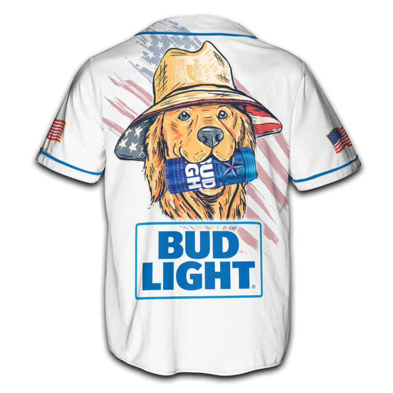 American Cool Dog with Bud Light Jersey, 4th of July Patriotic USA Shirt TID35-3