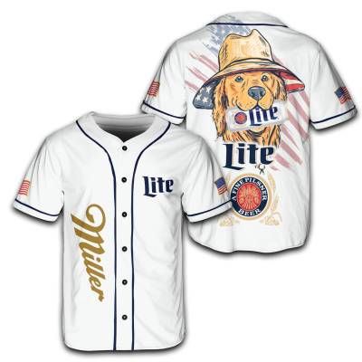 American Cool Dog with Miller Jersey, 4th of July Patriotic USA Shirt TID35-1