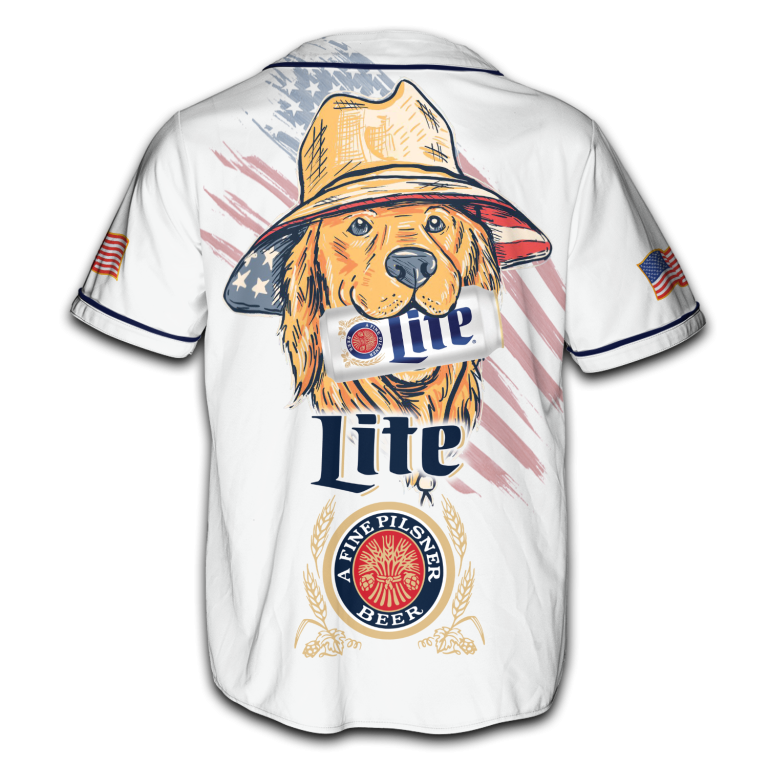 American Cool Dog with Miller Jersey, 4th of July Patriotic USA Shirt TID35-1