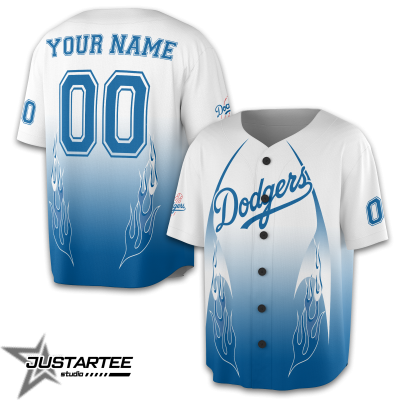 Los Angeles Dodgers Flame MLB Personalized Jersey TLAD01