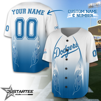 Los Angeles Dodgers Flame MLB Personalized Jersey TLAD01