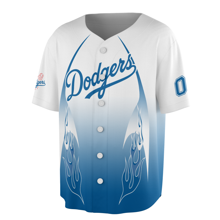 Los Angeles Dodgers Flame MLB Personalized Jersey TLAD01