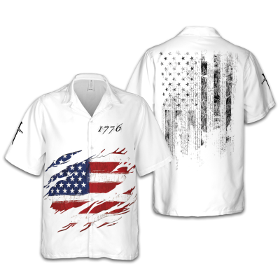 Independence Day Vintage Patriotic Print Casual Shirt Hawaiian Shirt TID01