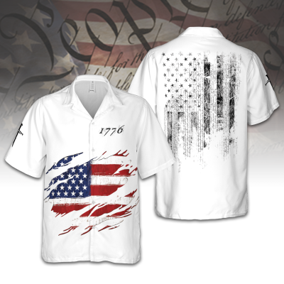 Independence Day Vintage Patriotic Print Casual Shirt Hawaiian Shirt TID01