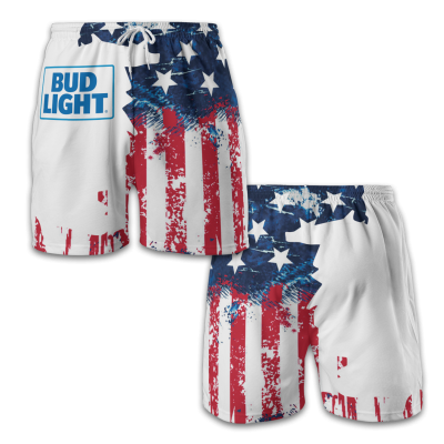 USA Flag Fourth Of July BUD LIGHT Swim Trunks TID27