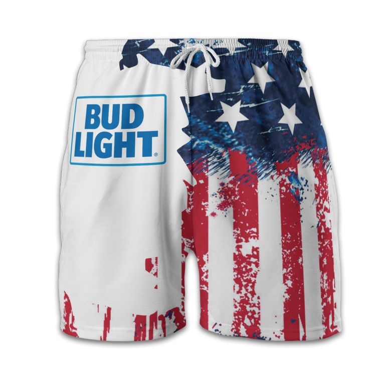 USA Flag Fourth Of July BUD LIGHT Swim Trunks TID27