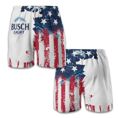 USA Flag Fourth Of July BUSCH LIGHT Swim Trunks TID28