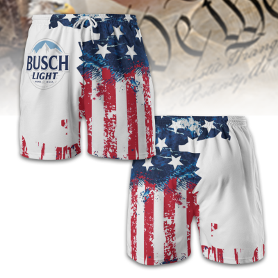USA Flag Fourth Of July BUSCH LIGHT Swim Trunks TID28