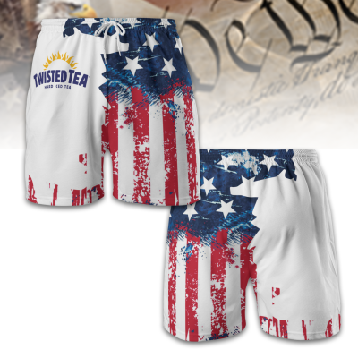 USA Flag Fourth Of July Twisted Tea Swim Trunks TID32