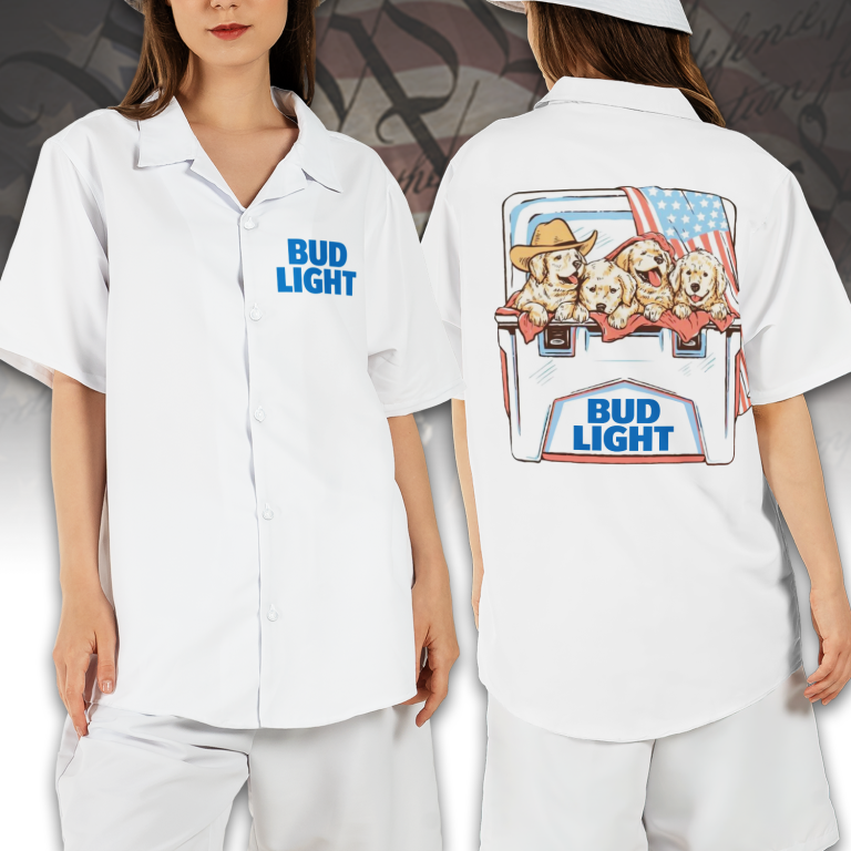 Dogs and Beer Bud Light – 4th of July Patriotic Hawaiian Shirt for Men & Women AID06