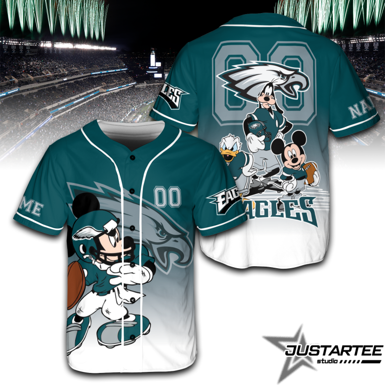 Personalized Limited Disney Philadelphia Eagles Baseball Jersey TBB01