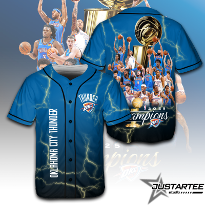 2025 NBA CHAMPIONS Oklahoma City Thunder Baseball Jersey Shirt
