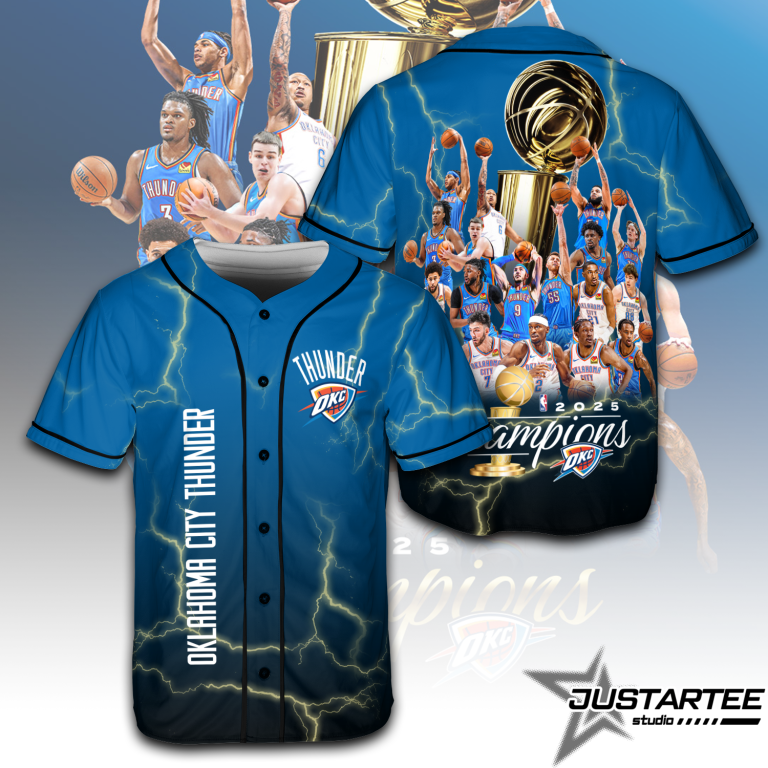 2025 NBA CHAMPIONS Oklahoma City Thunder Baseball Jersey Shirt