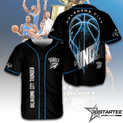 NBA 2025 Champion Oklahoma City Thunder Baseball Jersey Shirt