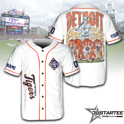 Vintage 90s Detroit Baseball Team Skeleton Style Jersey