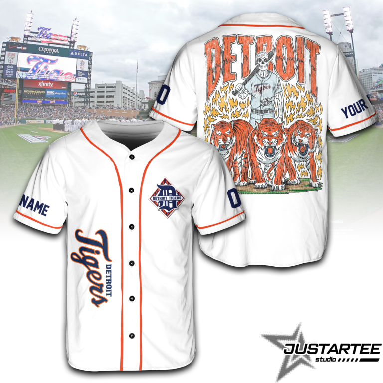 Vintage 90s Detroit Baseball Team Skeleton Style Jersey
