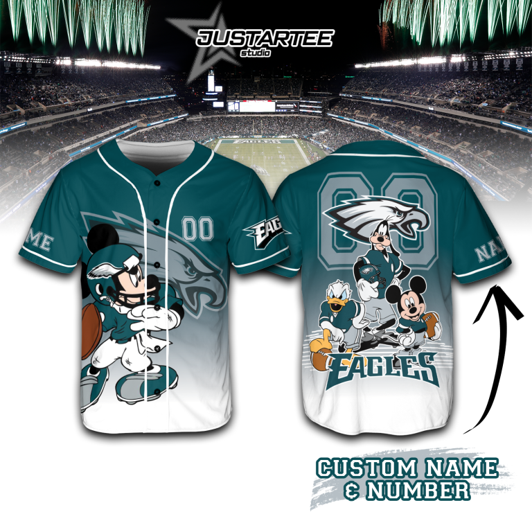 Personalized Limited Disney Philadelphia Eagles Baseball Jersey TBB01