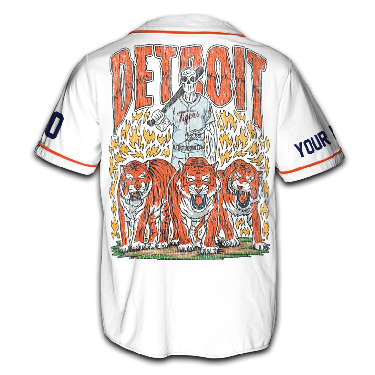 Vintage 90s Detroit Baseball Team Skeleton Style Jersey