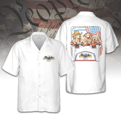 Dogs and Beer Modelo – 4th of July Patriotic Hawaiian Shirt for Men & Women AID07